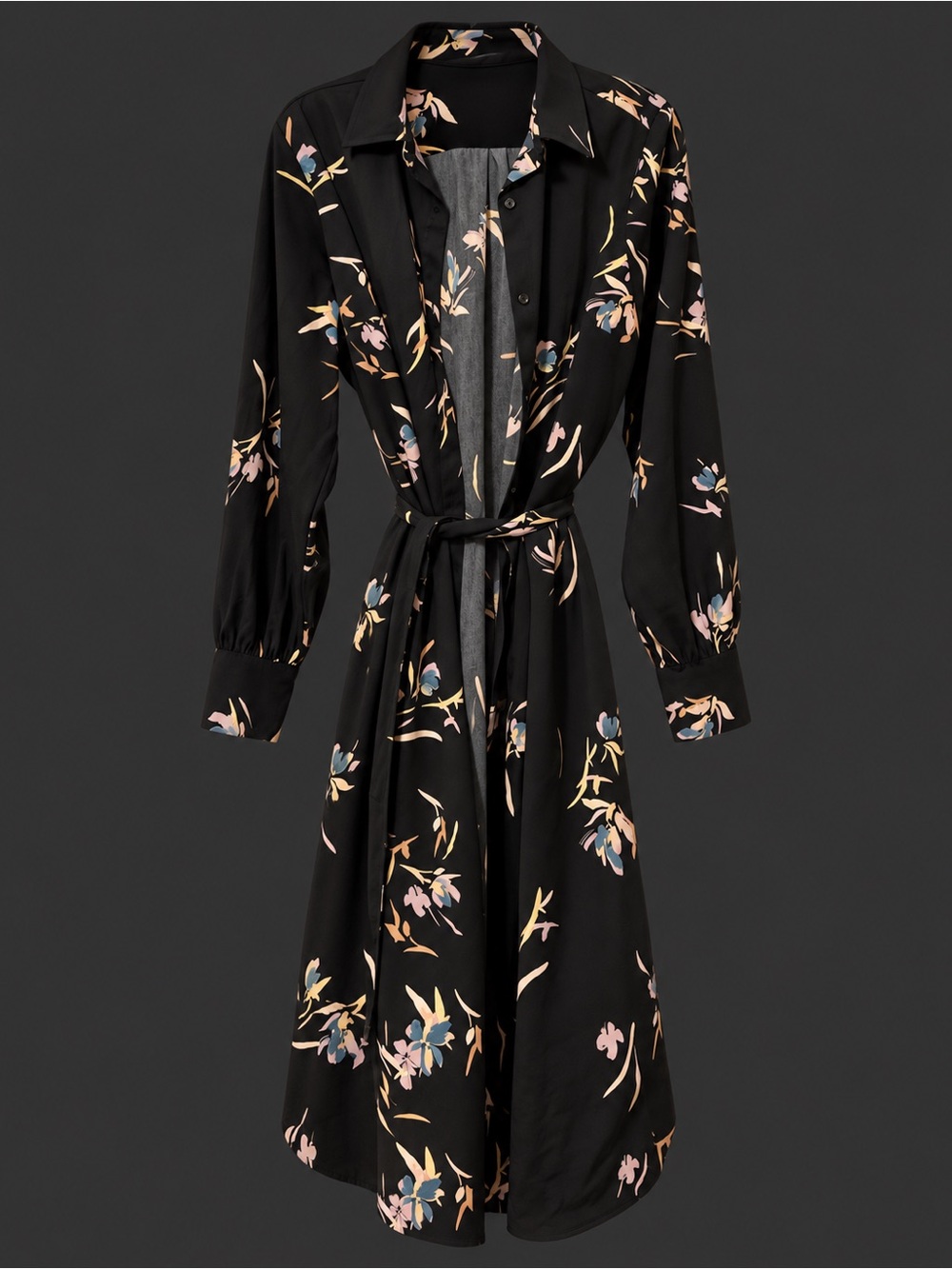 A New Day Black Floral Shirt Dress XXL